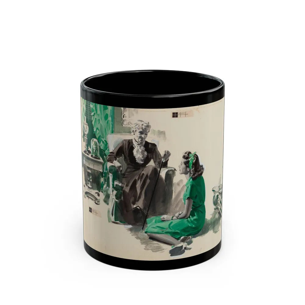 A Conversation, magazine story illustration, circa late 1930s - Black Coffee Mug-11oz-Go Mug Yourself