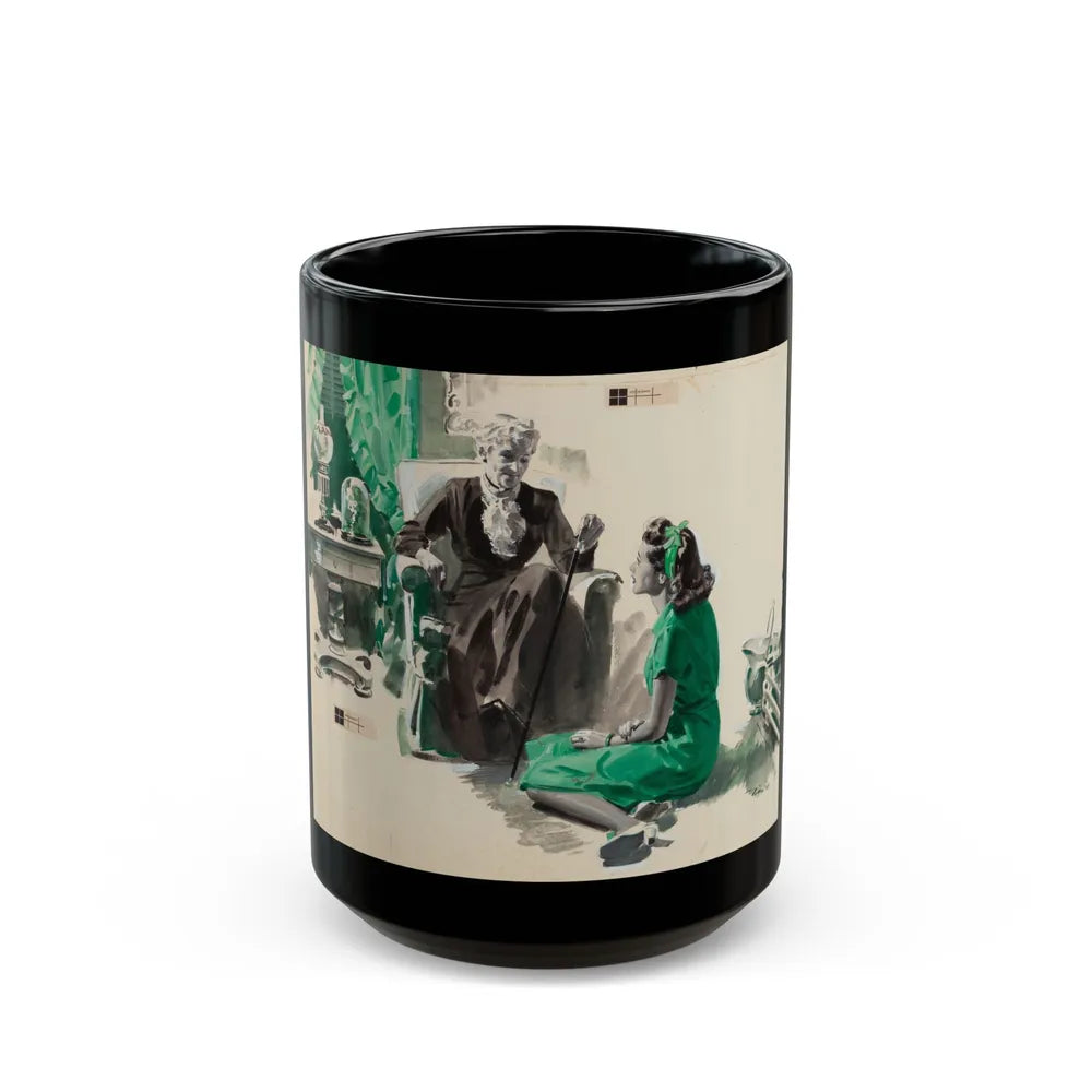 A Conversation, magazine story illustration, circa late 1930s - Black Coffee Mug-15oz-Go Mug Yourself