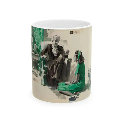 A Conversation, magazine story illustration, circa late 1930s - White Coffee Mug 11oz - Go Mug Yourself