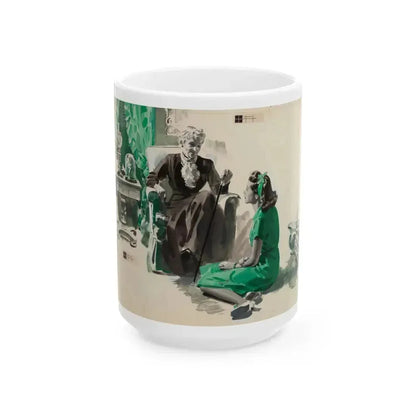 A Conversation, magazine story illustration, circa late 1930s - White Coffee Mug 15oz - Go Mug Yourself