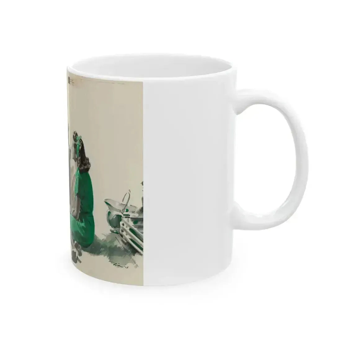 A Conversation, magazine story illustration, circa late 1930s - White Coffee Mug - Go Mug Yourself