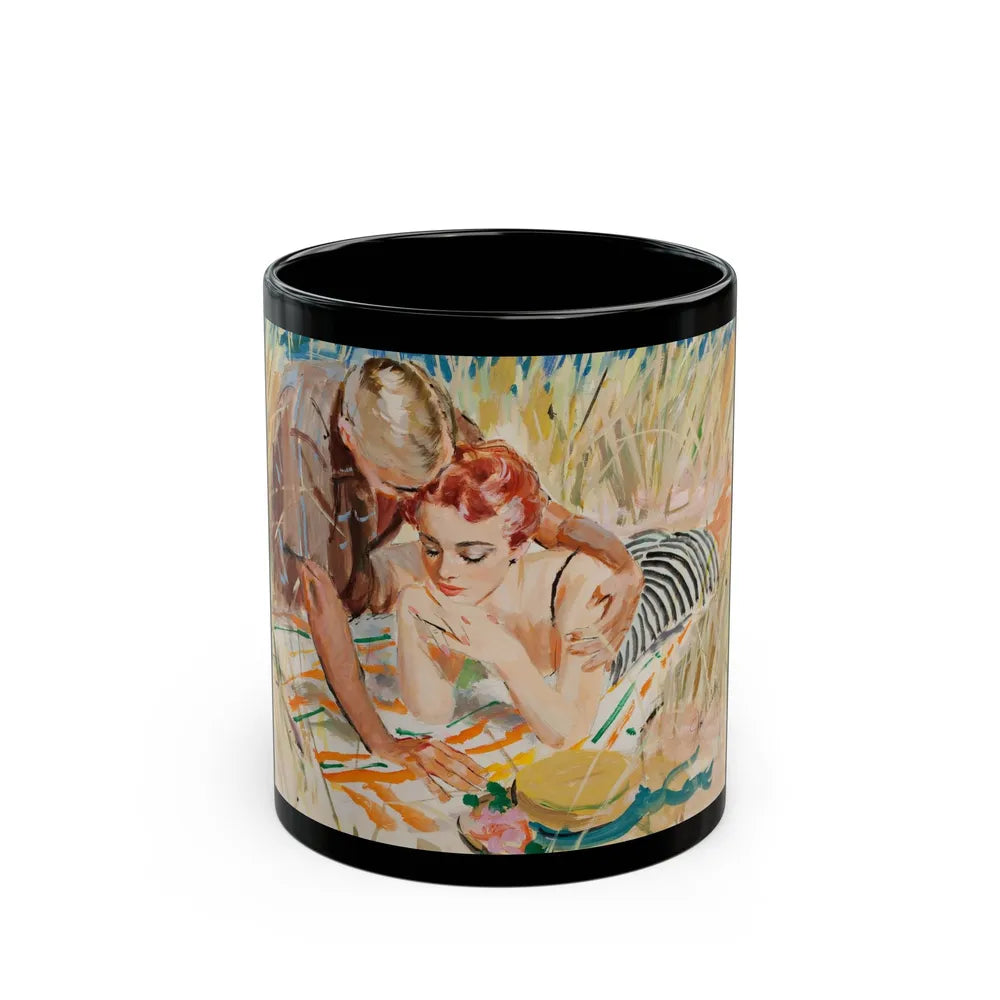 A Couple in the Tall Grass, 1950's - Black Coffee Mug-11oz-Go Mug Yourself