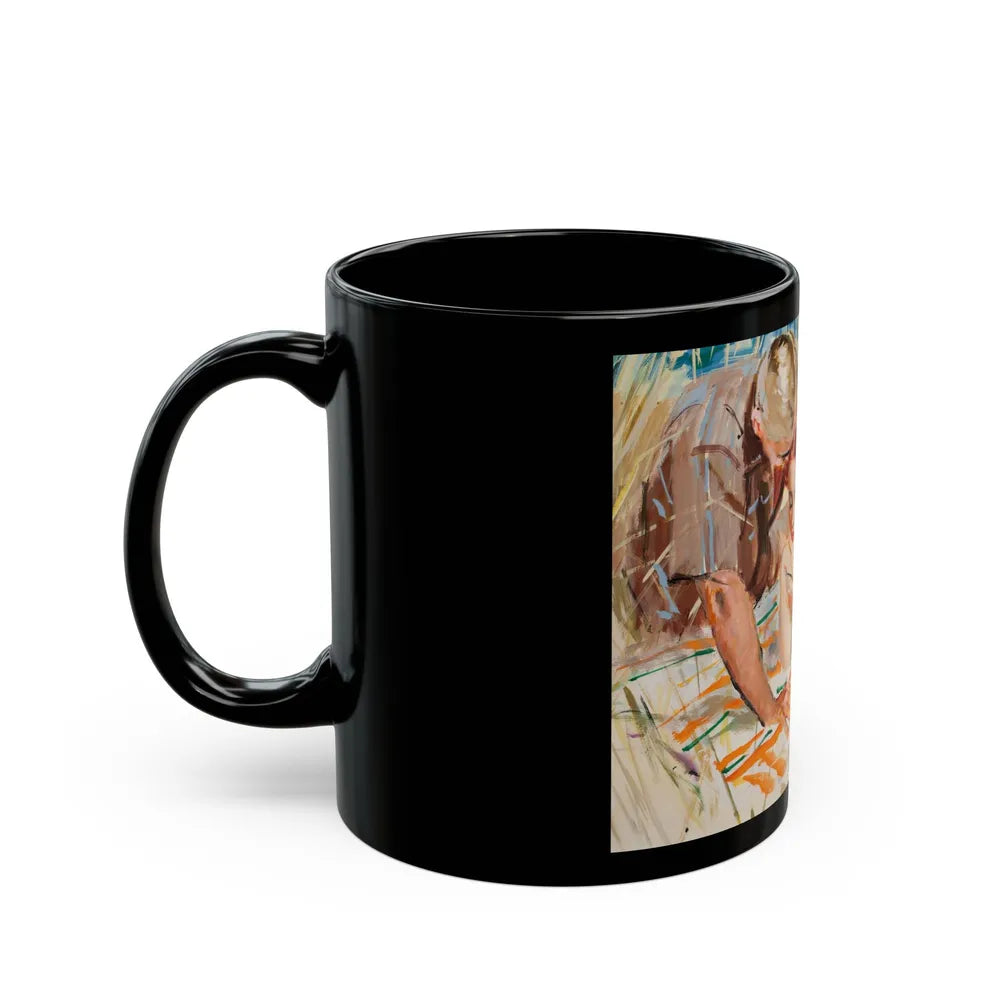 A Couple in the Tall Grass, 1950's - Black Coffee Mug-Go Mug Yourself