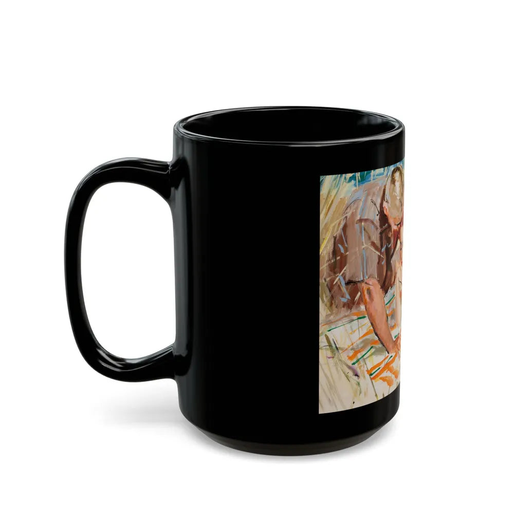 A Couple in the Tall Grass, 1950's - Black Coffee Mug-Go Mug Yourself