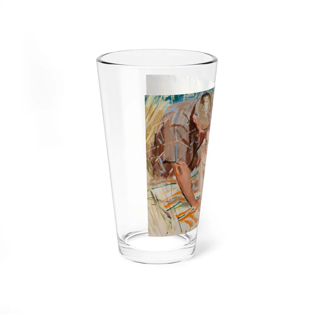 A Couple in the Tall Grass, 1950's (Magazine Illustration) Pint Glass 16oz-Go Mug Yourself