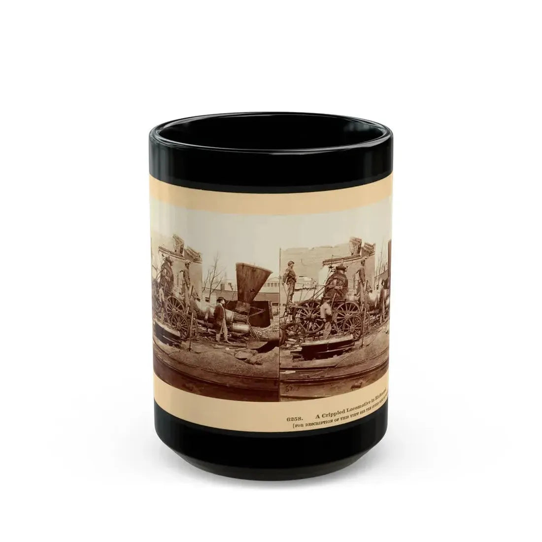 A Crippled Locomotive In Richmond (U.S. Civil War) Black Coffee Mug 15oz - Go Mug Yourself