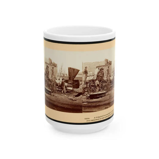 A Crippled Locomotive In Richmond (U.S. Civil War) White Coffee Mug 15oz - Go Mug Yourself