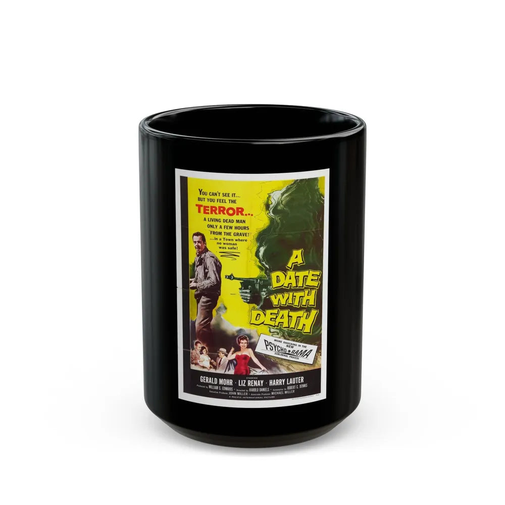 A DATE WITH DEATH 1959 Movie Poster - Black Coffee Mug-15oz-Go Mug Yourself