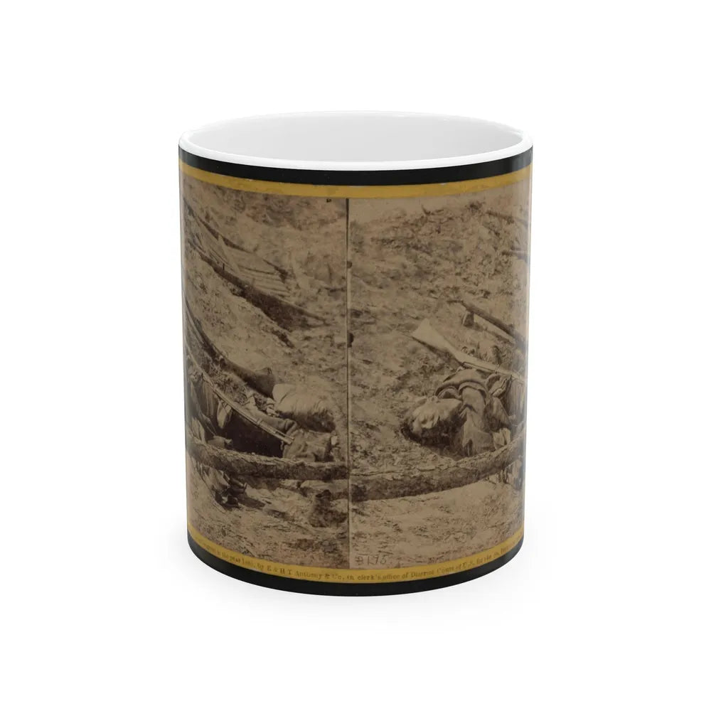 A Dead Rebel Soldier, As He Lay In The Trenches Of Fort Mahone, Called By The Soldiers Fort Damnation (U.S. Civil War) White Coffee Mug-11oz-Go Mug Yourself