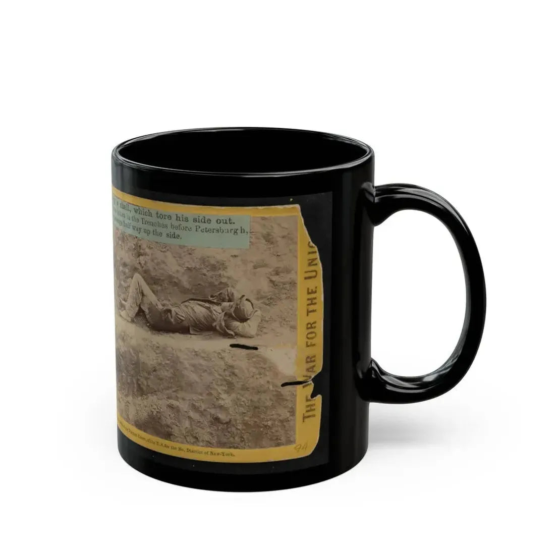 A Dead Rebel Soldier, Barefooted, Killed By A Shell, Which Tore His Side Out. The Entrails Are Portruding From His Side (U.S. Civil War) Black Coffee Mug - Go Mug Yourself