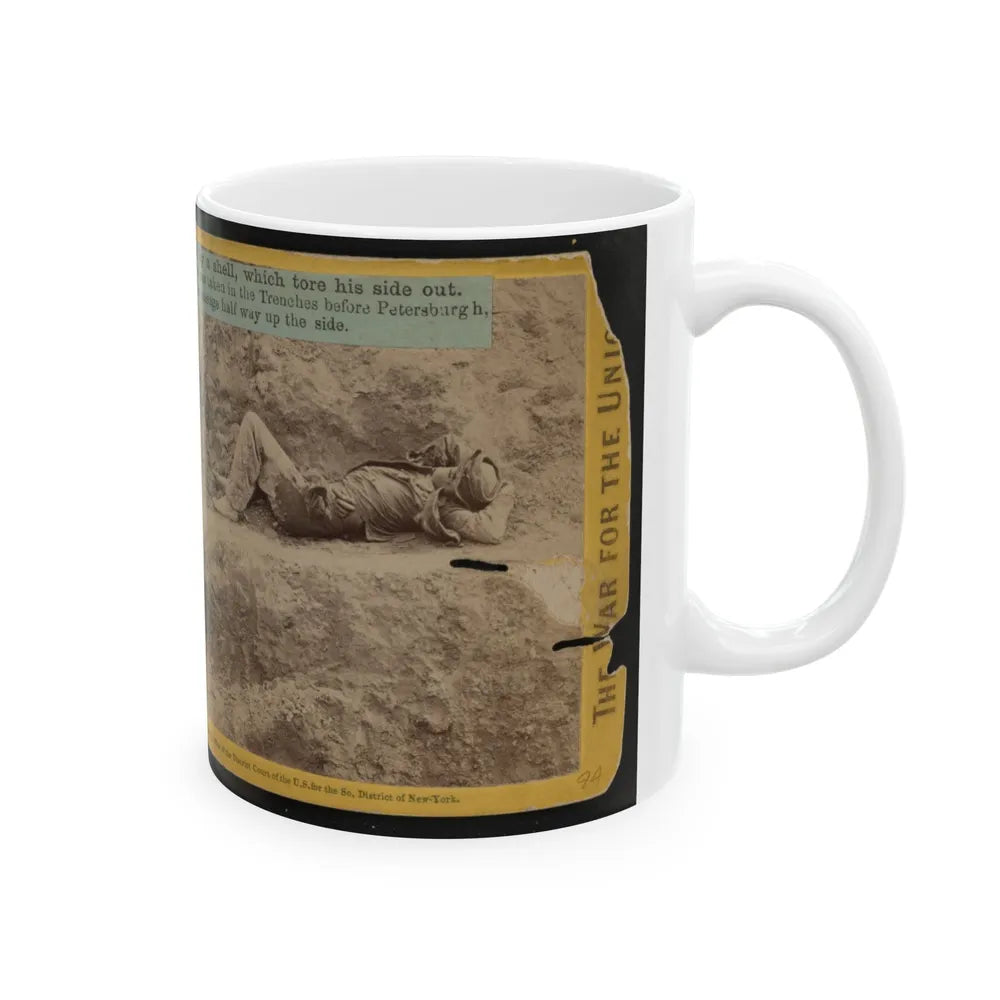 A Dead Rebel Soldier, Barefooted, Killed By A Shell, Which Tore His Side Out. The Entrails Are Portruding From His Side (U.S. Civil War) White Coffee Mug-Go Mug Yourself