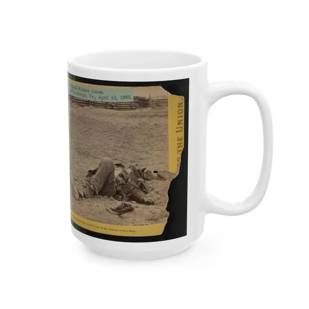 A Dead Rebel Soldier, Inside The Union Picket Lines (U.S. Civil War) White Coffee Mug - Go Mug Yourself
