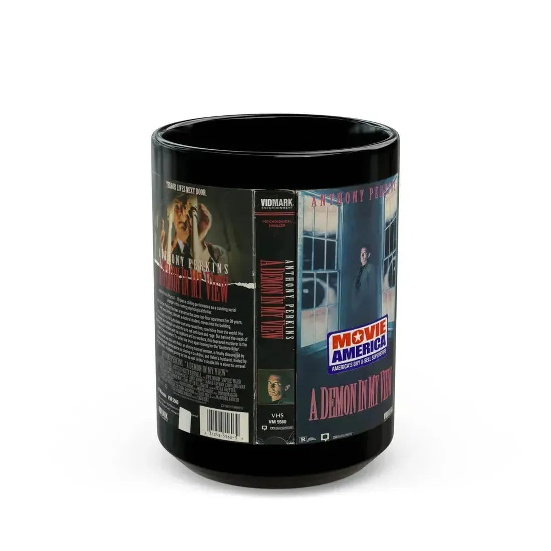 A DEMON IN MY VIEW (VHS COVER) - Black Coffee Mug 15oz - Go Mug Yourself