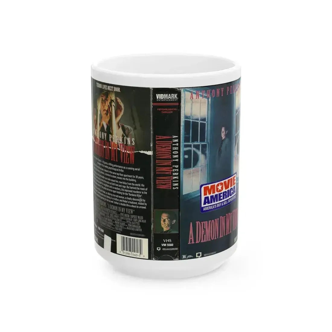 A DEMON IN MY VIEW (VHS COVER) - White Coffee Mug 15oz - Go Mug Yourself