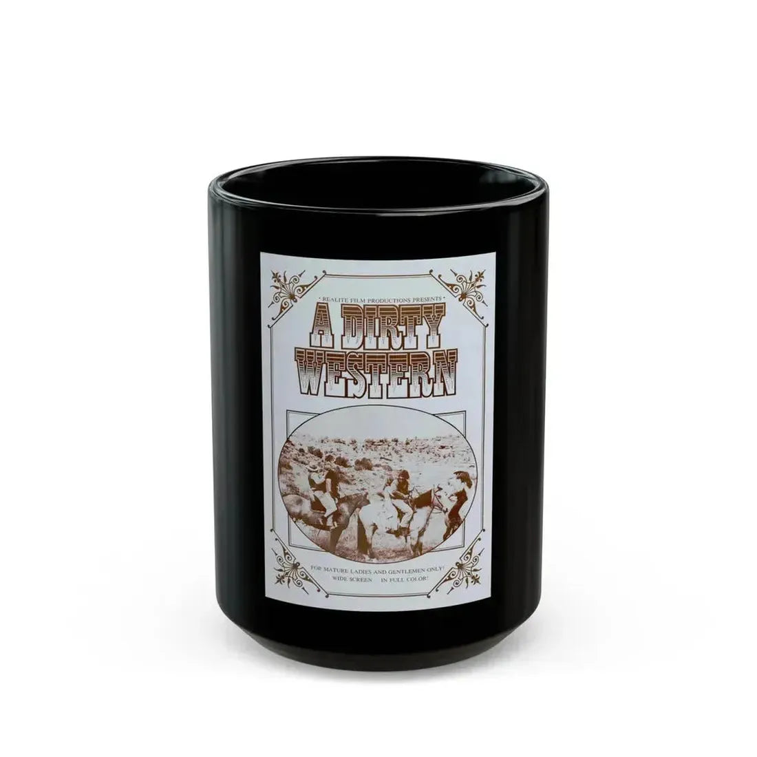 A DIRTY WESTERN 1975 Movie Poster - Black Coffee Mug 15oz - Go Mug Yourself
