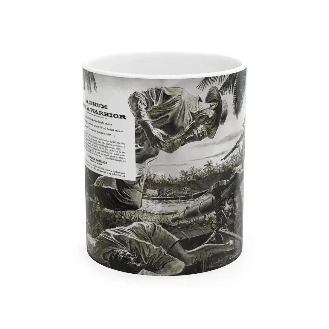 A Drum For A Warrior, Adventure magazine, March1958 - White Coffee Mug 11oz - Go Mug Yourself