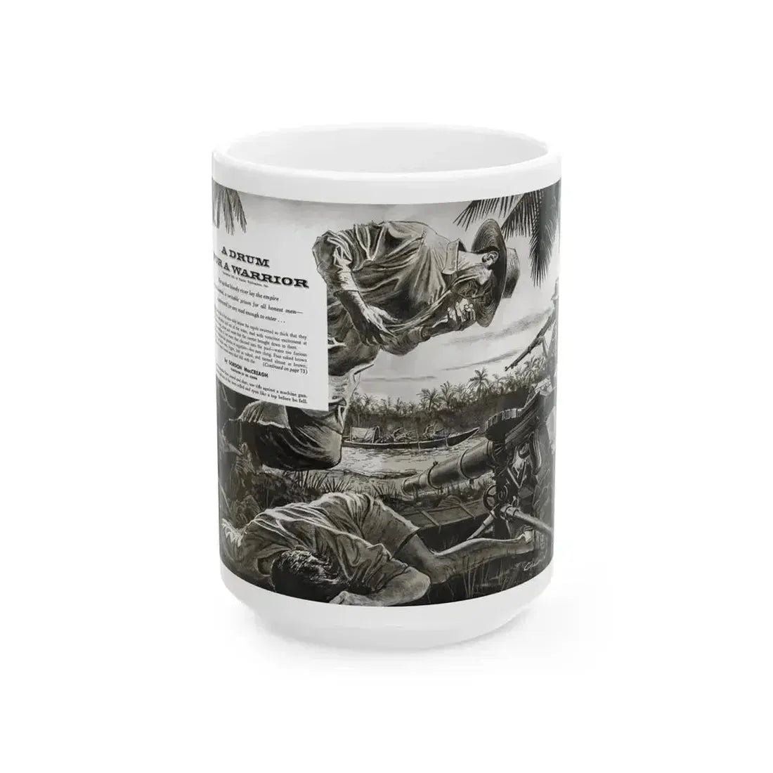 A Drum For A Warrior, Adventure magazine, March1958 - White Coffee Mug 15oz - Go Mug Yourself