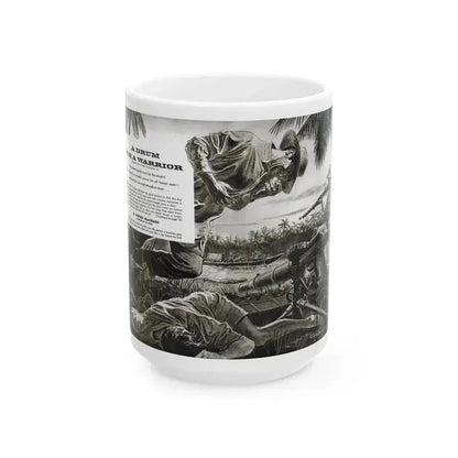 A Drum For A Warrior, Adventure magazine, March1958 - White Coffee Mug 15oz - Go Mug Yourself
