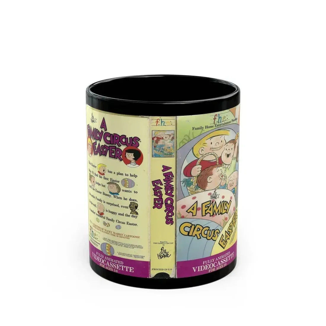 A FAMILY CIRCUS EASTER (VHS COVER) - Black Coffee Mug 11oz - Go Mug Yourself