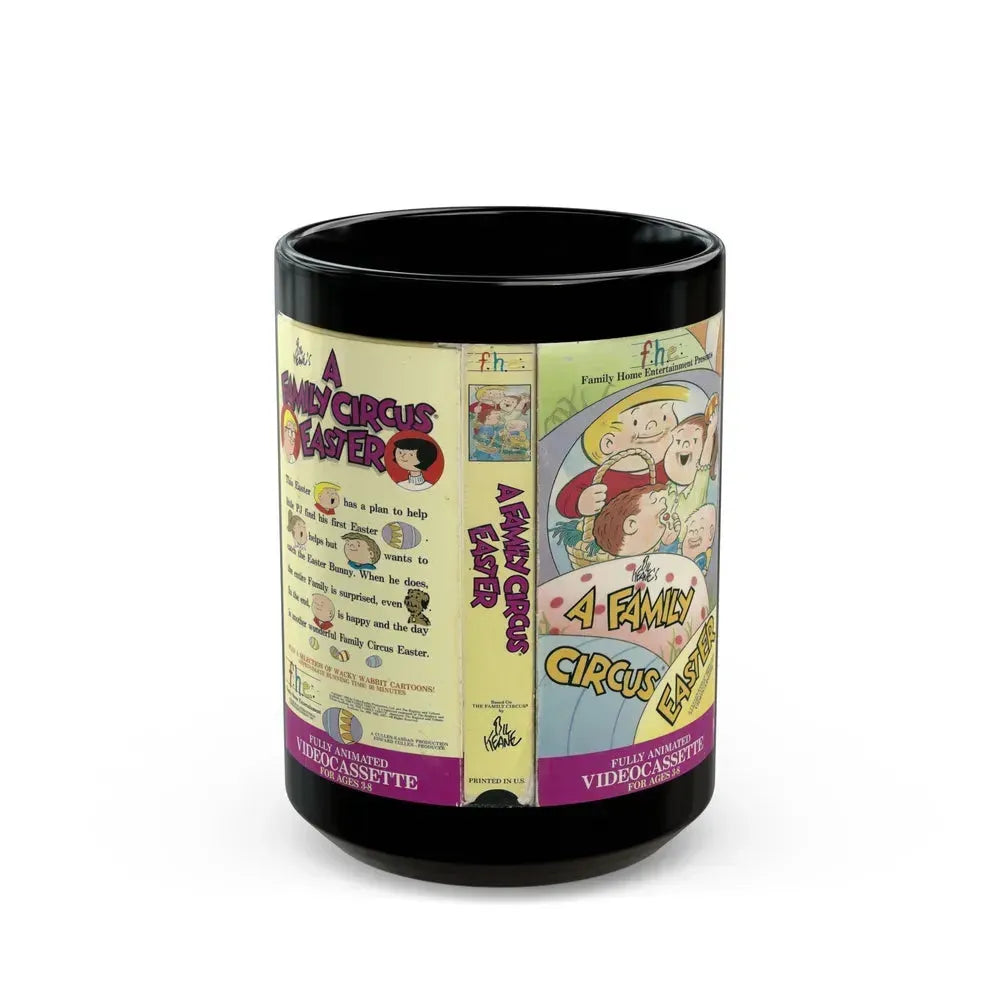 A FAMILY CIRCUS EASTER (VHS COVER) - Black Coffee Mug 15oz - Go Mug Yourself