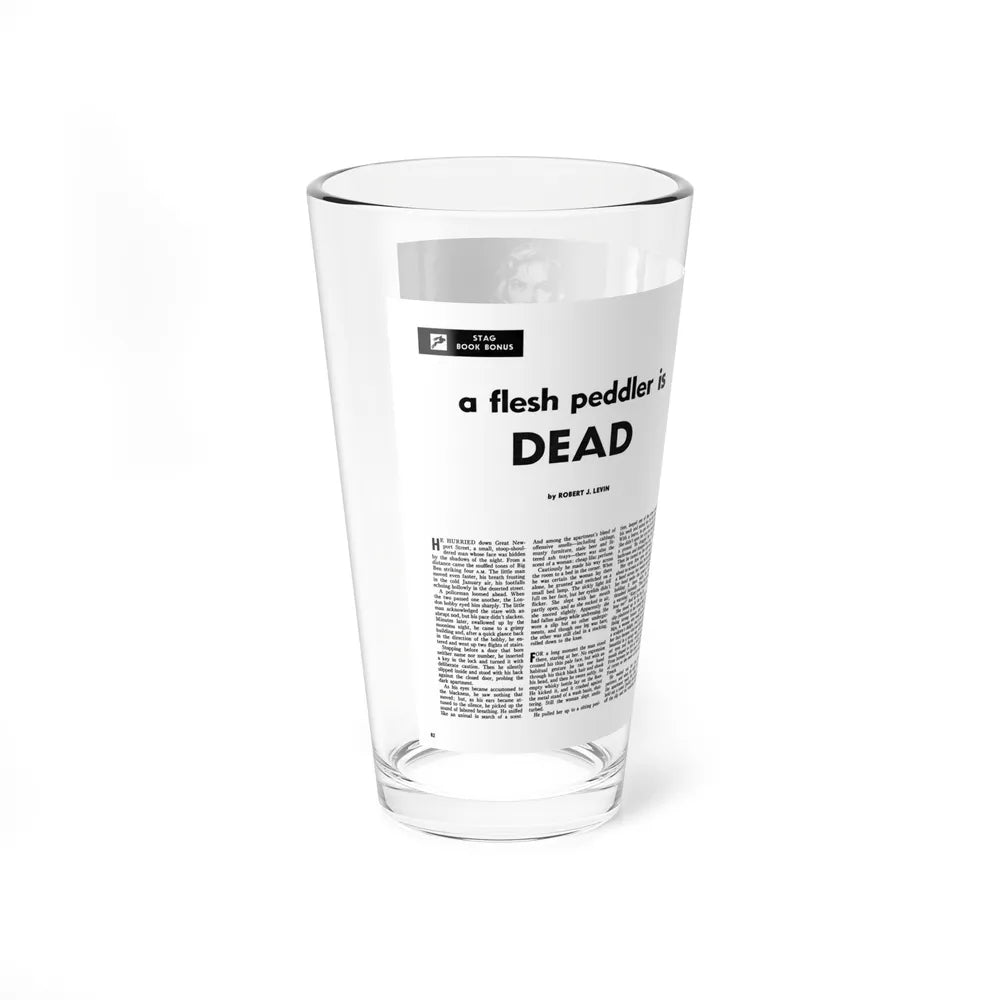 A Flesh Peddler is Dead, Stag magazine, February 1956 (Magazine Illustration) Pint Glass 16oz-Go Mug Yourself