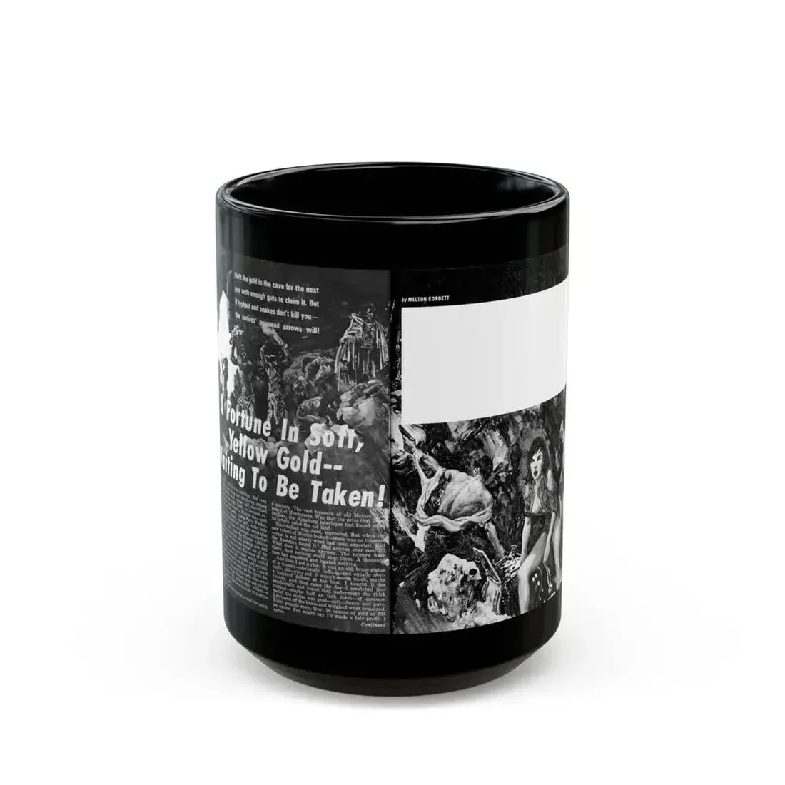 A Fortune In Soft, Yellow Gold -- Waiting To Be Taken, Real Men, September 1970 - Black Coffee Mug 15oz - Go Mug Yourself