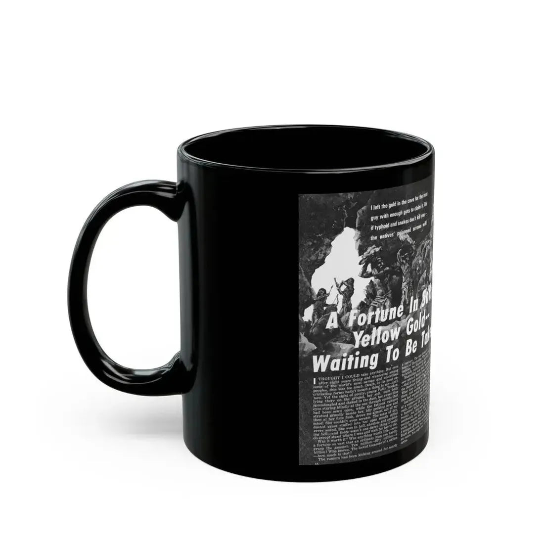 A Fortune In Soft, Yellow Gold -- Waiting To Be Taken, Real Men, September 1970 - Black Coffee Mug - Go Mug Yourself