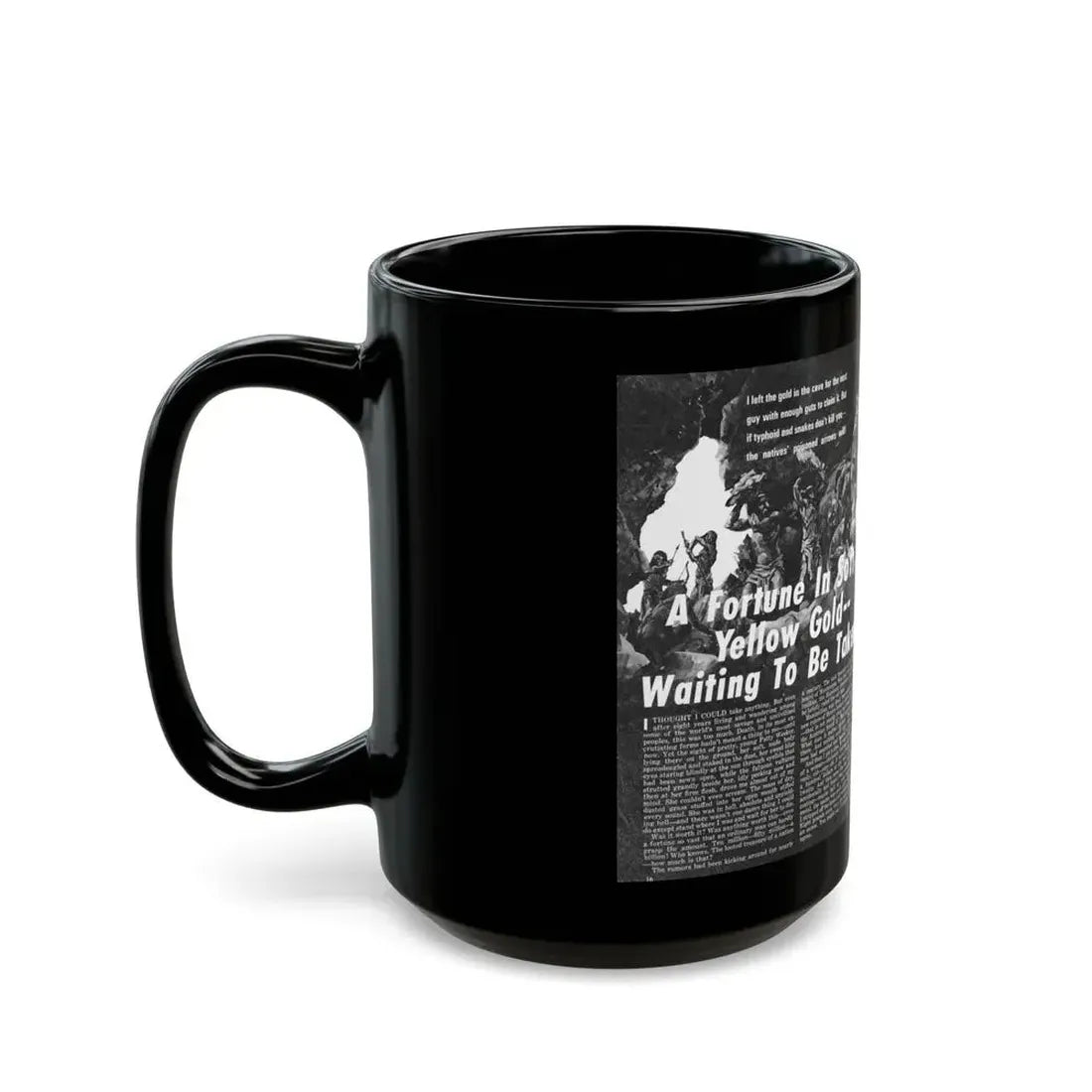 A Fortune In Soft, Yellow Gold -- Waiting To Be Taken, Real Men, September 1970 - Black Coffee Mug - Go Mug Yourself