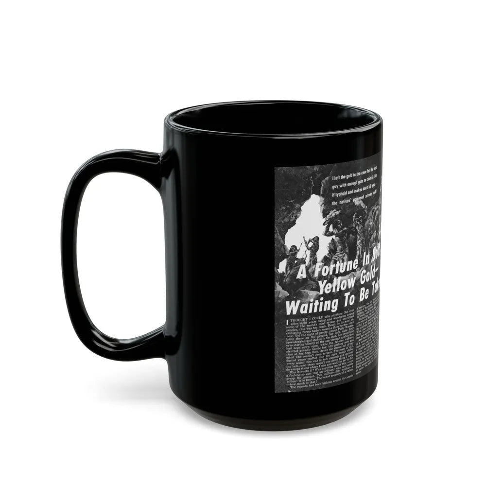 A Fortune In Soft, Yellow Gold - Waiting To Be Taken, Real Men, September 1970 - Black Coffee Mug-Go Mug Yourself