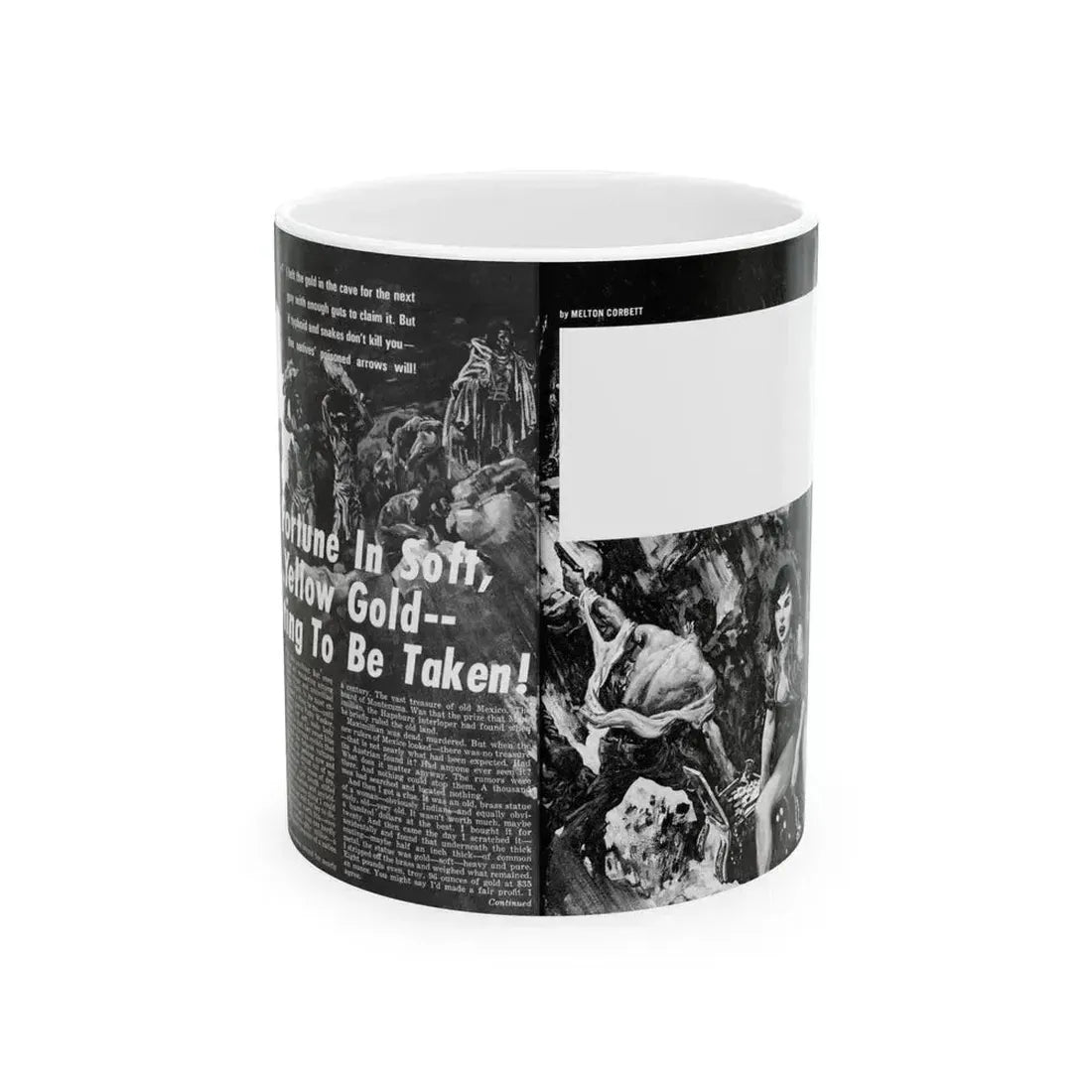 A Fortune In Soft, Yellow Gold -- Waiting To Be Taken, Real Men, September 1970 - White Coffee Mug 11oz - Go Mug Yourself