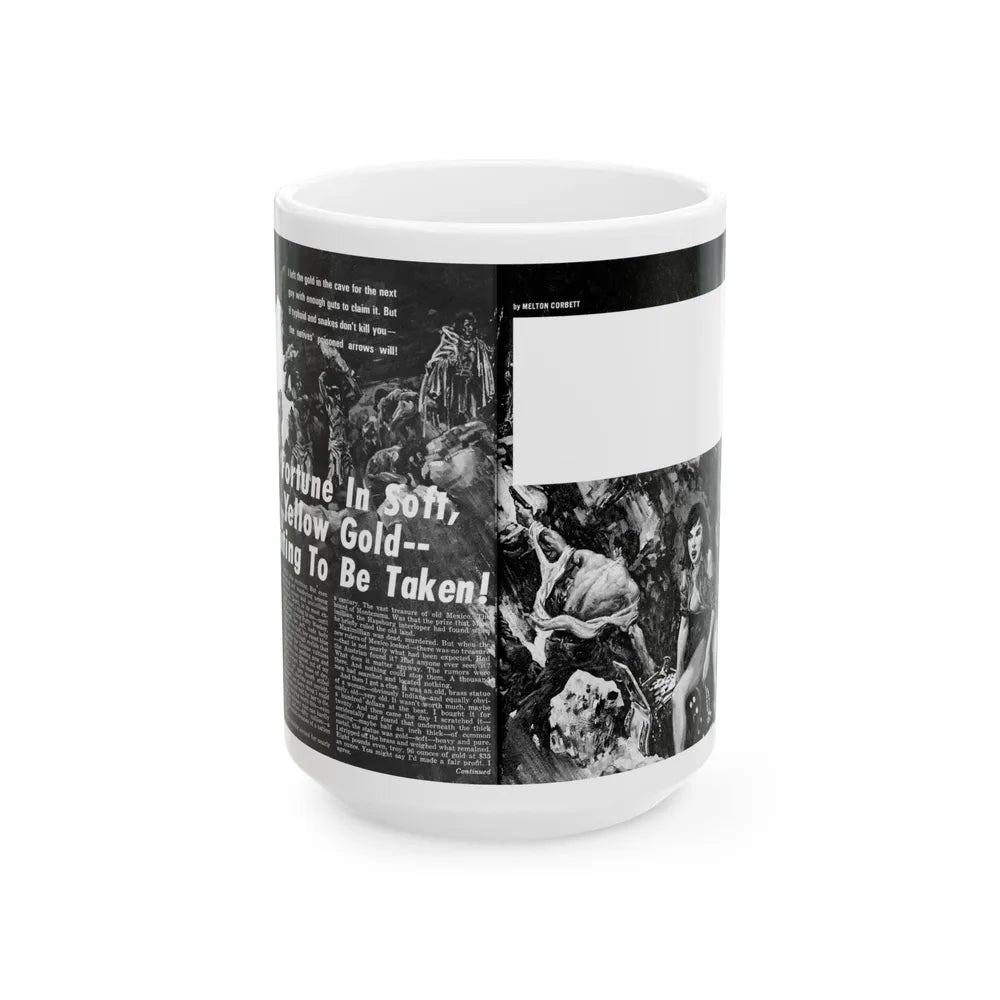 A Fortune In Soft, Yellow Gold - Waiting To Be Taken, Real Men, September 1970 - White Coffee Mug-15oz-Go Mug Yourself