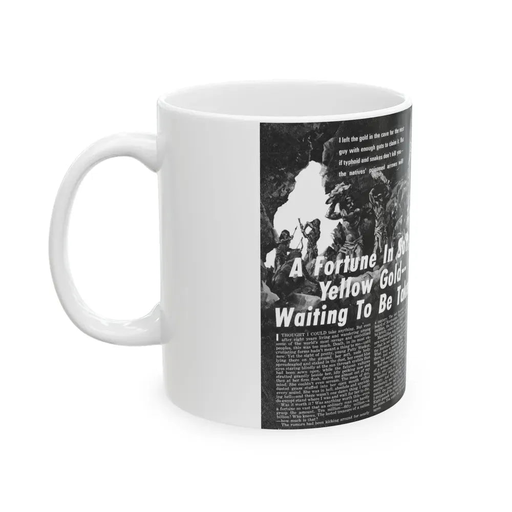 A Fortune In Soft, Yellow Gold -- Waiting To Be Taken, Real Men, September 1970 - White Coffee Mug - Go Mug Yourself