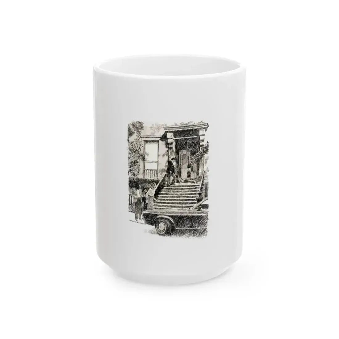 A Game Men Play Illustration - White Coffee Mug 15oz - Go Mug Yourself