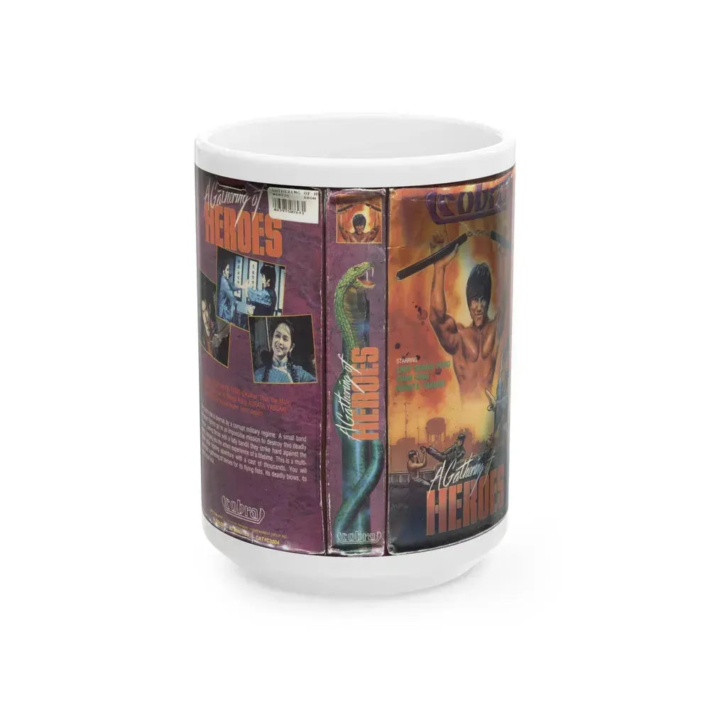 A GATHERING OF HEROES (VHS COVER) - White Coffee Mug 15oz - Go Mug Yourself