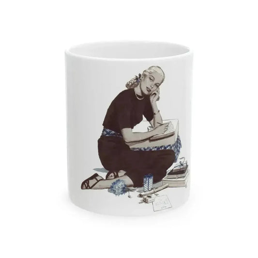 A Girl Named Joy (2), The American Magazine Illustration, April 1948 - White Coffee Mug 11oz - Go Mug Yourself