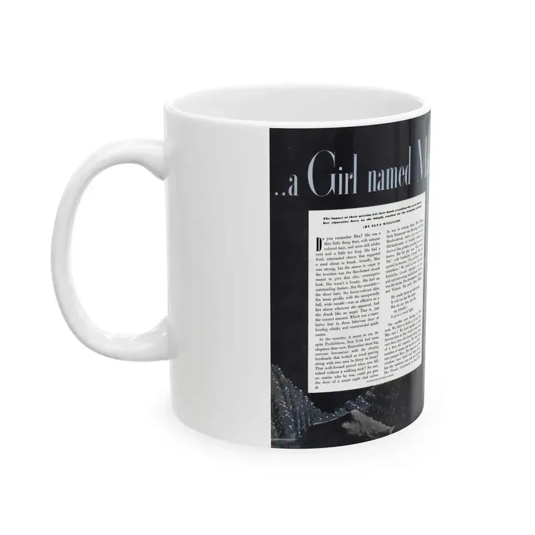 A Girl Named Max, Cosmopolitan, October 1950 - White Coffee Mug - Go Mug Yourself