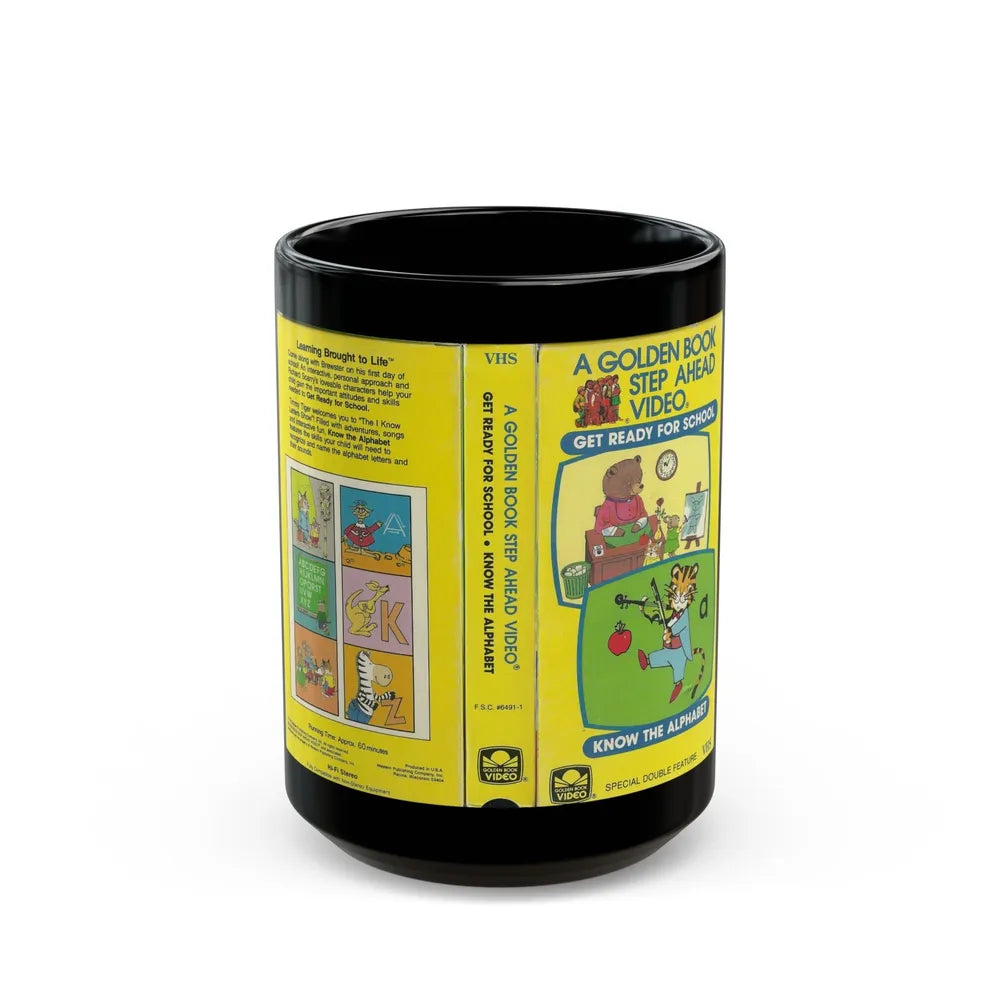 A GOLDEN BOOK STEP AHEAD VIDEO KNOW THE ALPHABET (VHS COVER) - Black Coffee Mug-15oz-Go Mug Yourself