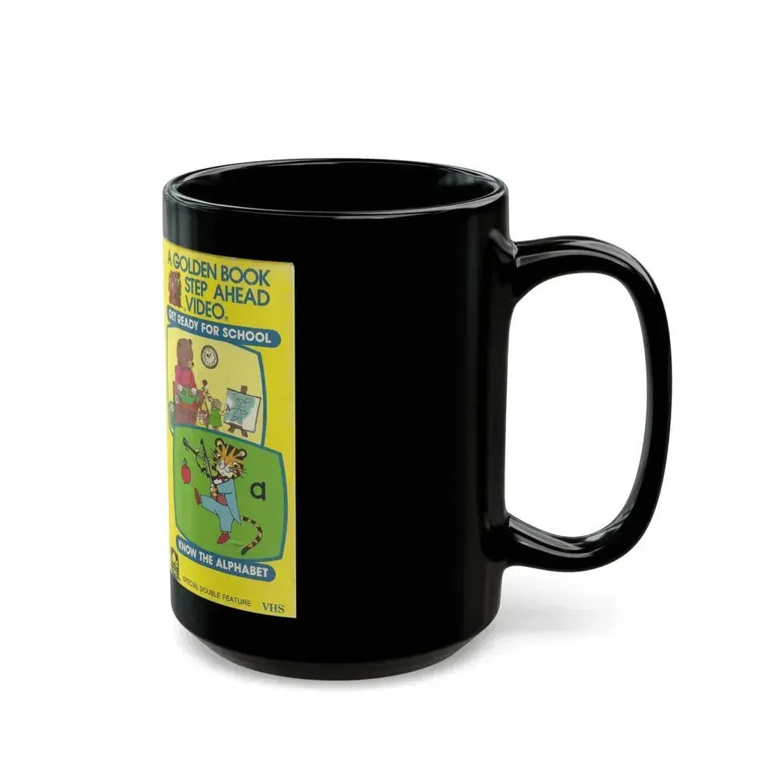 A GOLDEN BOOK STEP AHEAD VIDEO KNOW THE ALPHABET (VHS COVER) - Black Coffee Mug - Go Mug Yourself