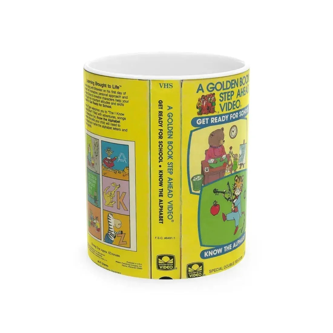 A GOLDEN BOOK STEP AHEAD VIDEO KNOW THE ALPHABET (VHS COVER) - White Coffee Mug 11oz - Go Mug Yourself