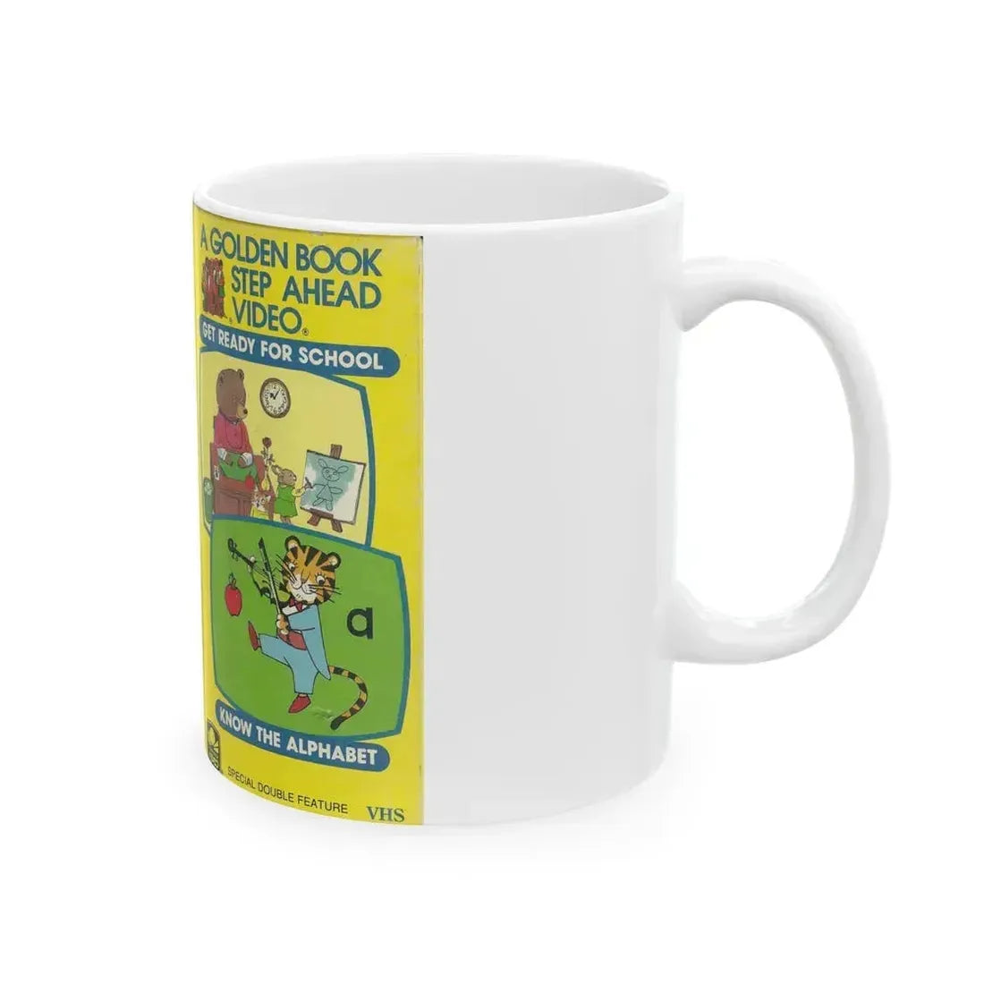 A GOLDEN BOOK STEP AHEAD VIDEO KNOW THE ALPHABET (VHS COVER) - White Coffee Mug - Go Mug Yourself