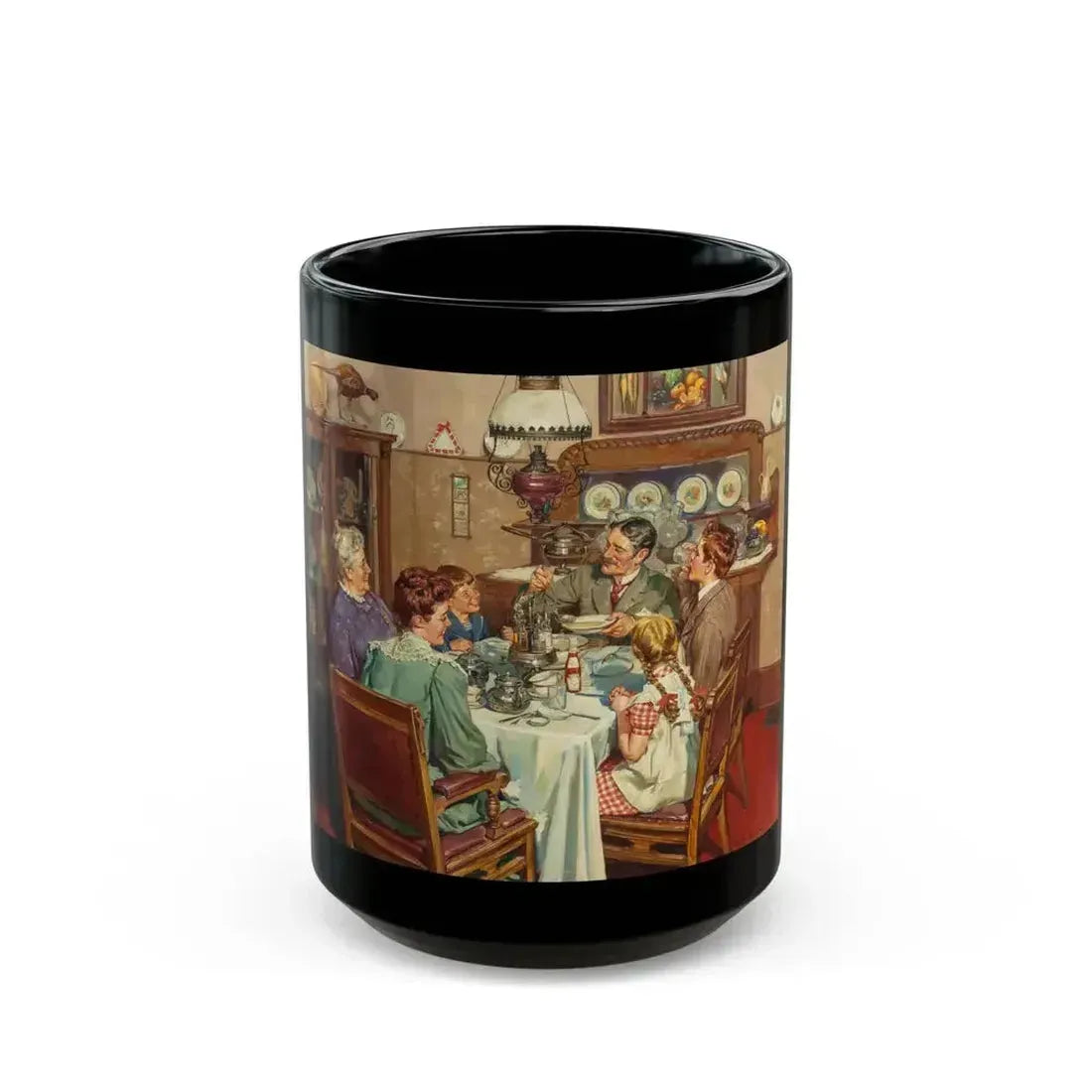 A Good Table is an American Tradition, Ladies Home Journal interior illustration, 1940 - Black Coffee Mug 15oz - Go Mug Yourself