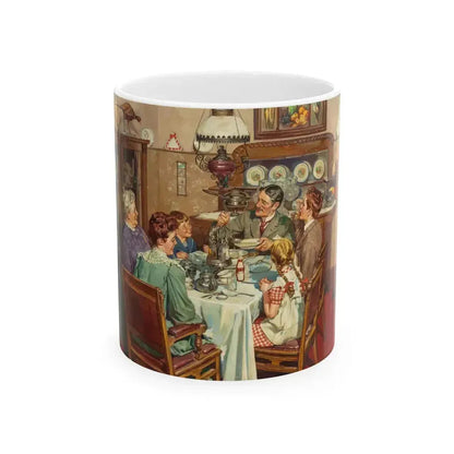 A Good Table is an American Tradition, Ladies Home Journal interior illustration, 1940 - White Coffee Mug 11oz - Go Mug Yourself