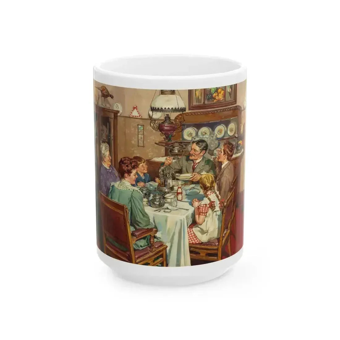 A Good Table is an American Tradition, Ladies Home Journal interior illustration, 1940 - White Coffee Mug 15oz - Go Mug Yourself