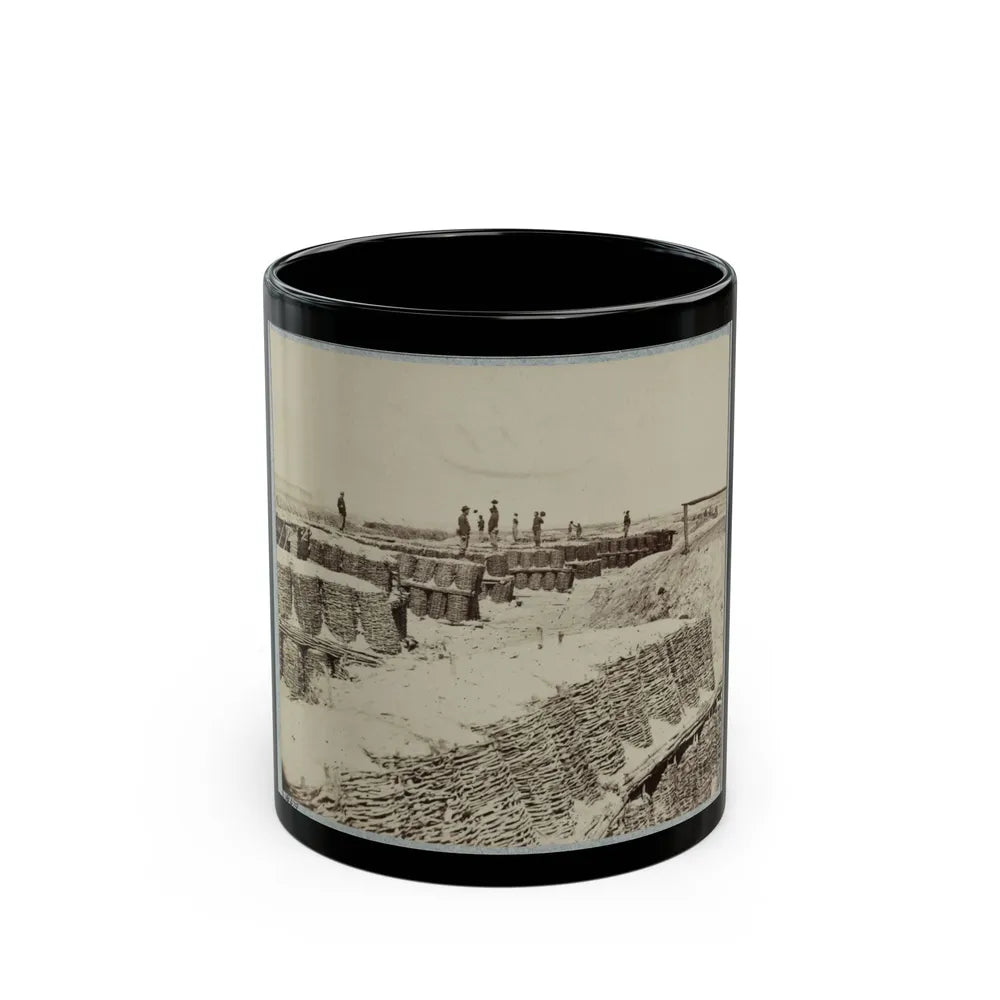 A Group Of Soldiers Stand On Gabions Used As Fortifications Near Petersburg, Virginia (U.S. Civil War) Black Coffee Mug-11oz-Go Mug Yourself