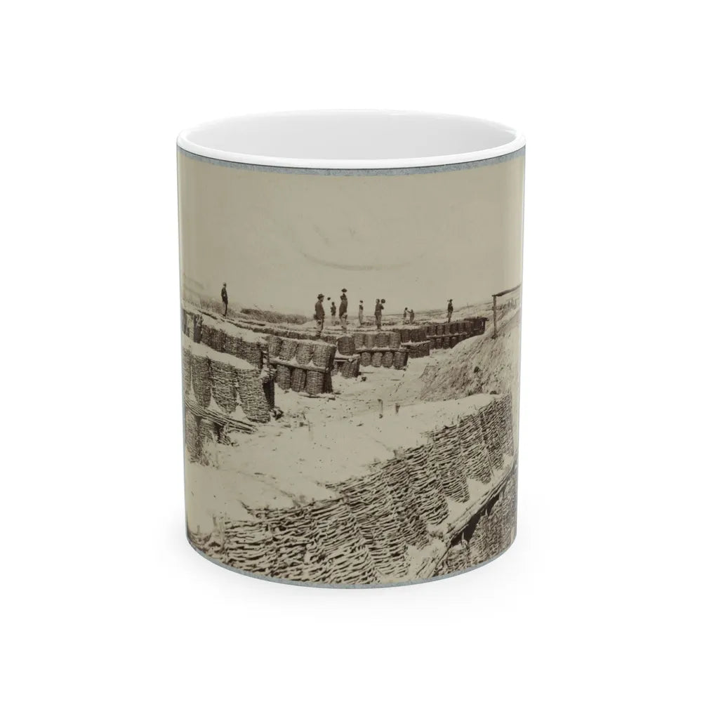 A Group Of Soldiers Stand On Gabions Used As Fortifications Near Petersburg, Virginia (U.S. Civil War) White Coffee Mug-11oz-Go Mug Yourself