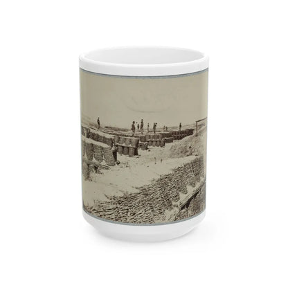 A Group Of Soldiers Stand On Gabions Used As Fortifications Near Petersburg, Virginia (U.S. Civil War) White Coffee Mug-15oz-Go Mug Yourself