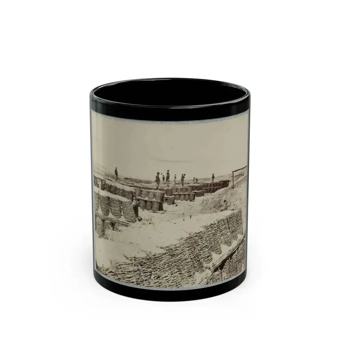 A Group Of Soldiers Stand On Gabions Used As Fortifications Near Petersburg, Virginia (U.S. Civil War) Black Coffee Mug 11oz - Go Mug Yourself