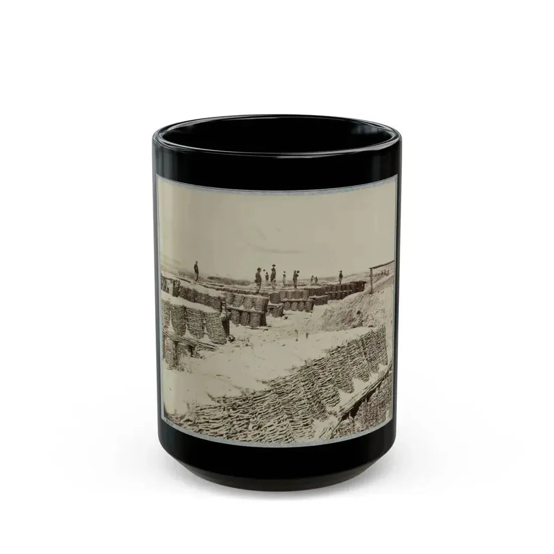 A Group Of Soldiers Stand On Gabions Used As Fortifications Near Petersburg, Virginia (U.S. Civil War) Black Coffee Mug 15oz - Go Mug Yourself