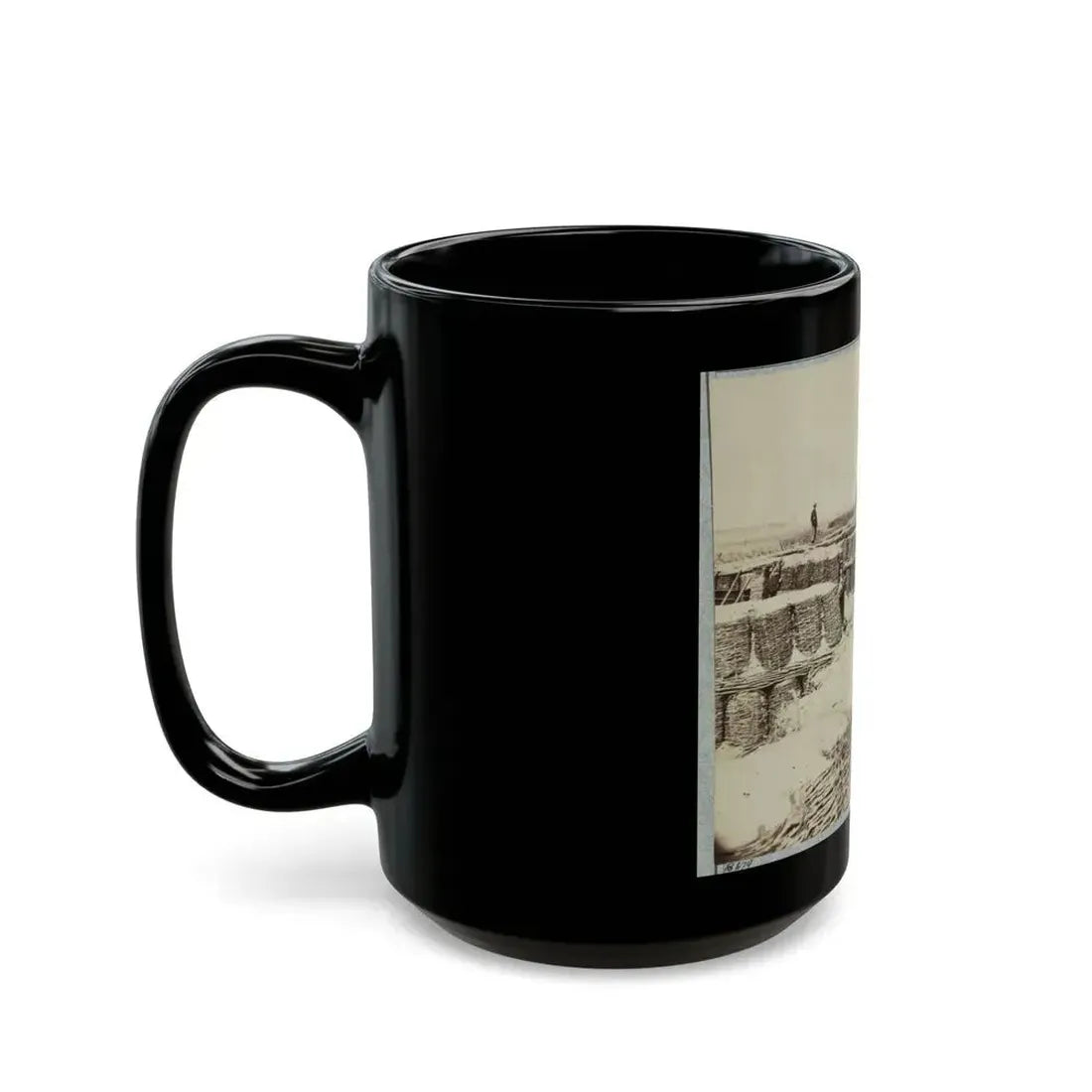 A Group Of Soldiers Stand On Gabions Used As Fortifications Near Petersburg, Virginia (U.S. Civil War) Black Coffee Mug - Go Mug Yourself