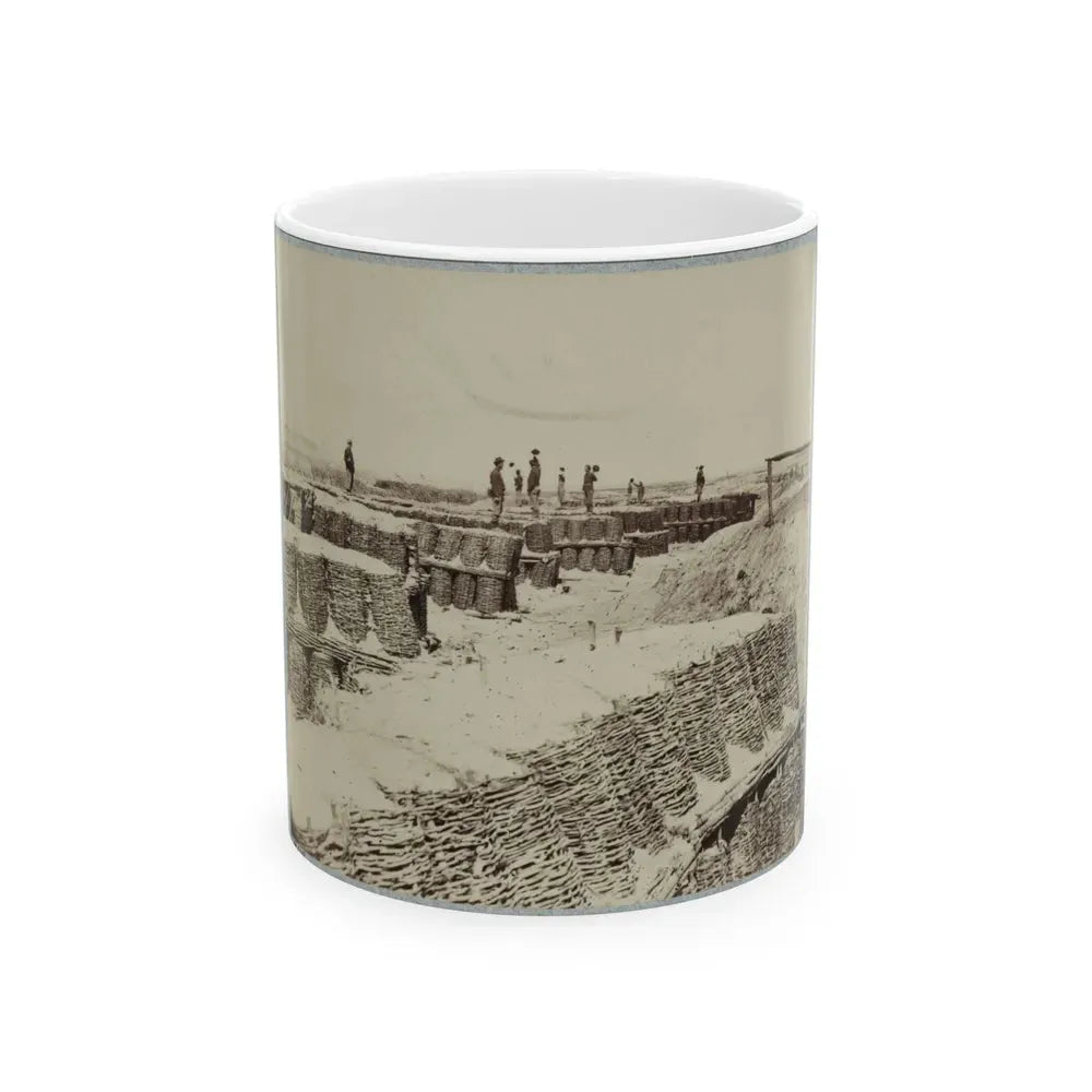 A Group Of Soldiers Stand On Gabions Used As Fortifications Near Petersburg, Virginia (U.S. Civil War) White Coffee Mug 11oz - Go Mug Yourself